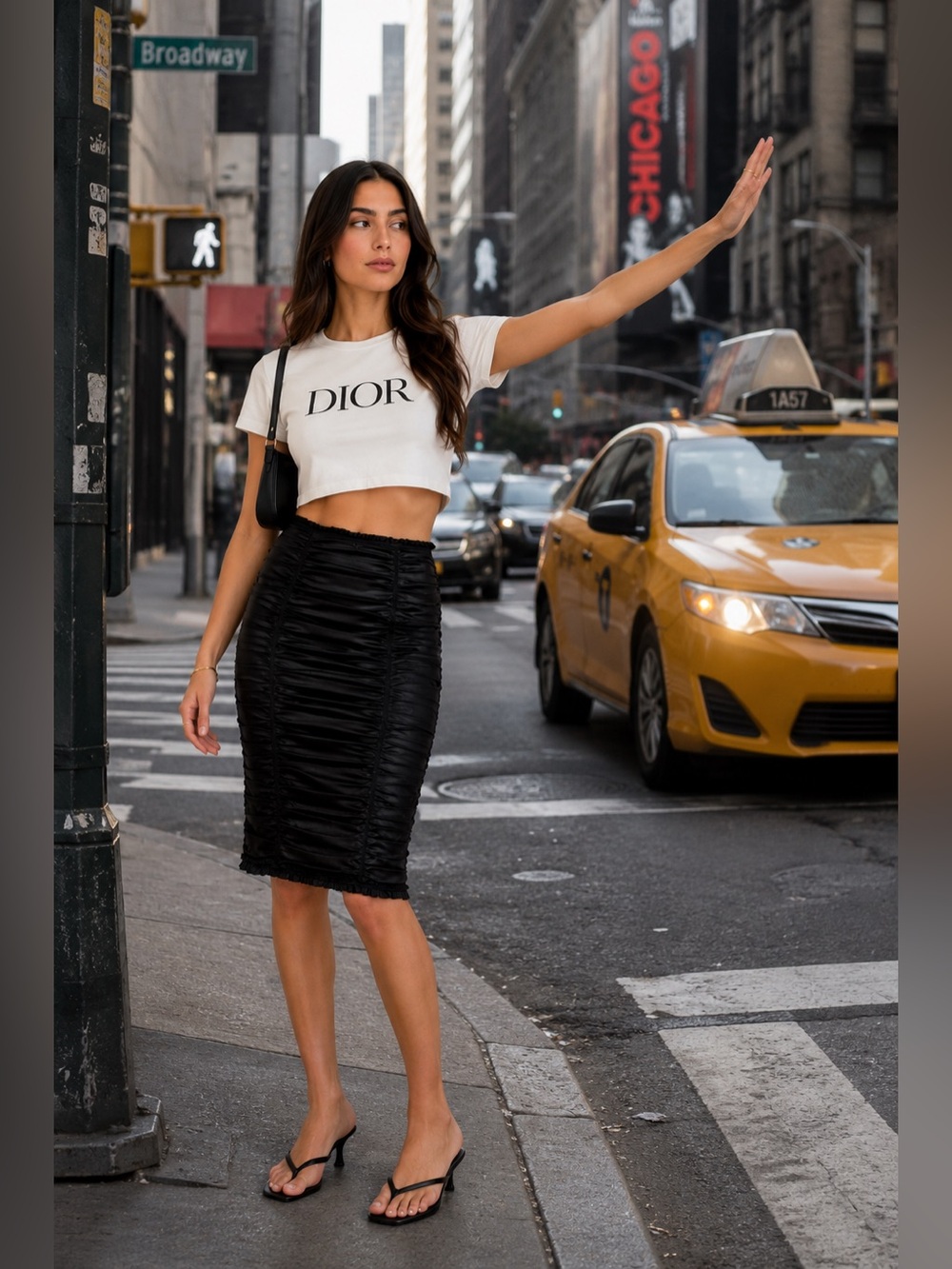 Dolce and Gabbana Silk Ruched Midi Skirt in Black Sz Small